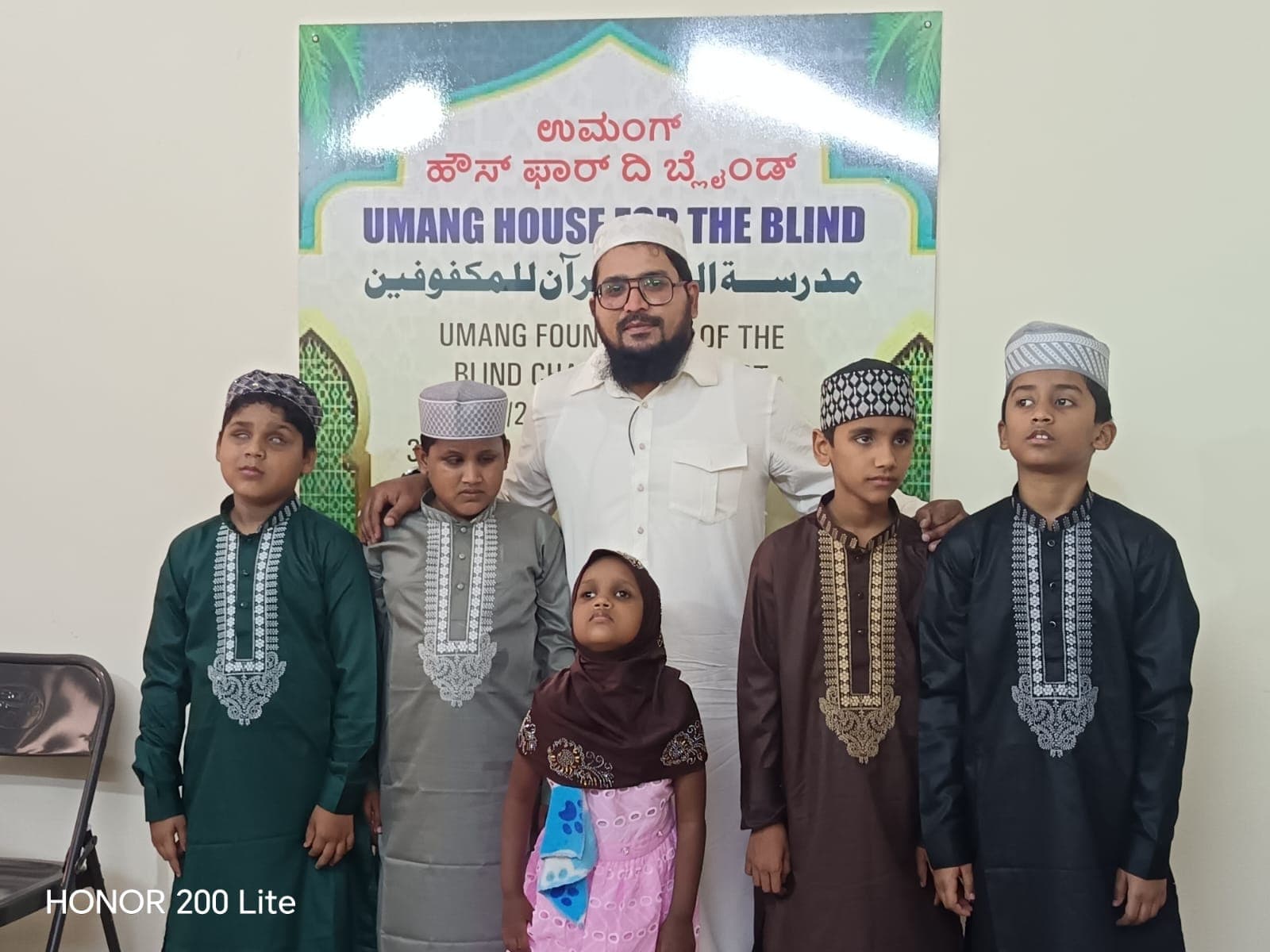 Students with the president of the trust